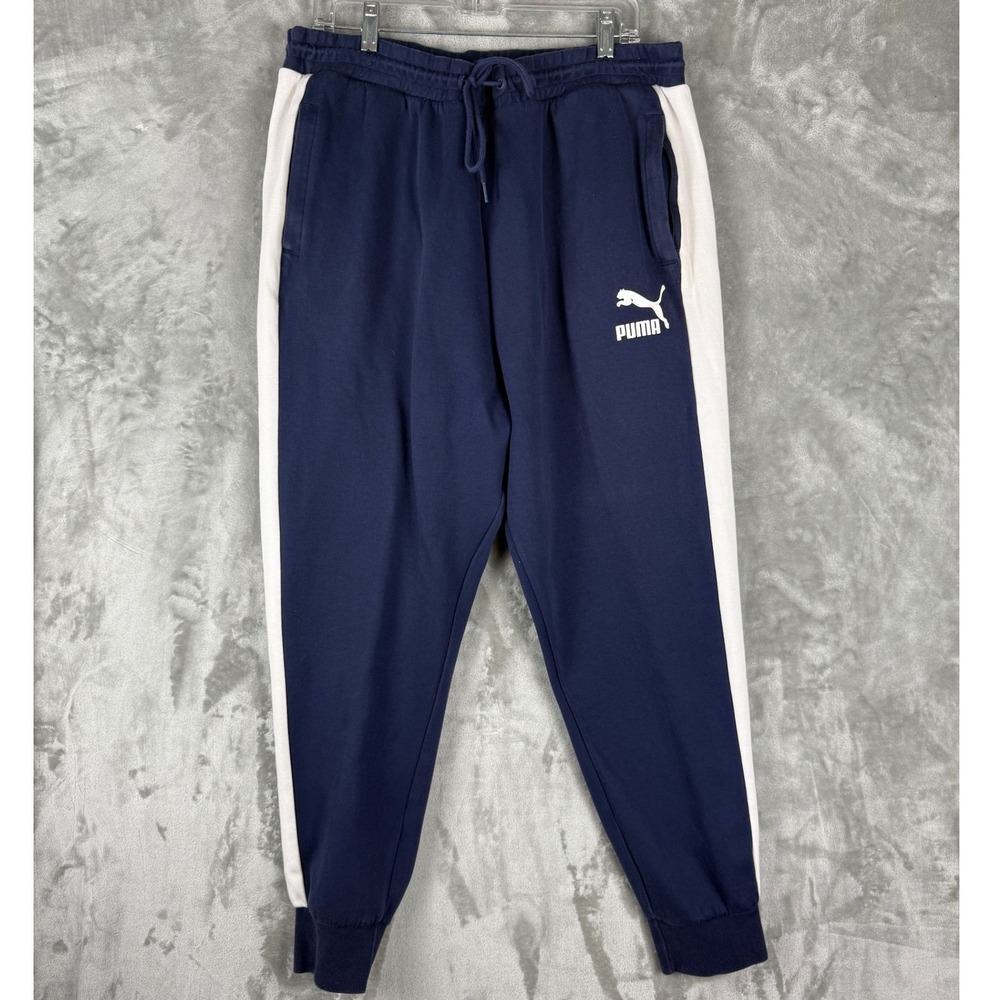 Puma Mens Sweatpants‎ Joggers Navy White Athletic Logo XXLarge